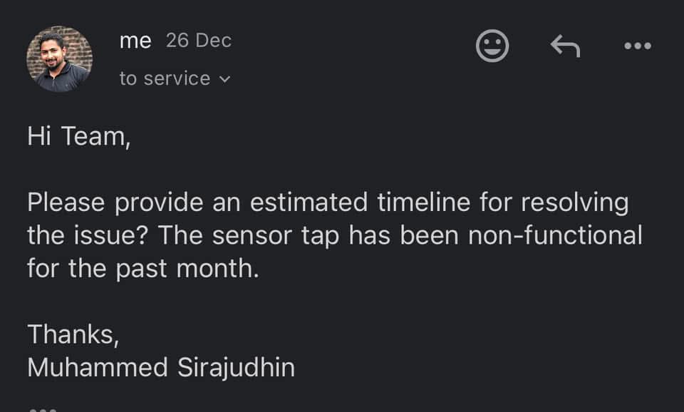 sinankm5's tweet photo. This repeated poor service and lack of communication is completely unacceptable. If it is not resolved in the next two days, we will not waiting another year (literally) to hear back from you. We will take it up to consumer court. https://t.co/XkVE14E9PH