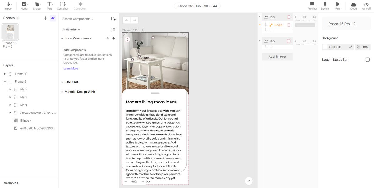 sharmavaishal10's tweet image. Day 6: Advanced Prototyping with ProtoPie
Today was all about diving into advanced prototyping with ProtoPie, and it didn’t go as planned.
Tried creating interactive micro-interactions but got stuck halfway.
Struggled to get the logic right for advanced animations
#allinUX