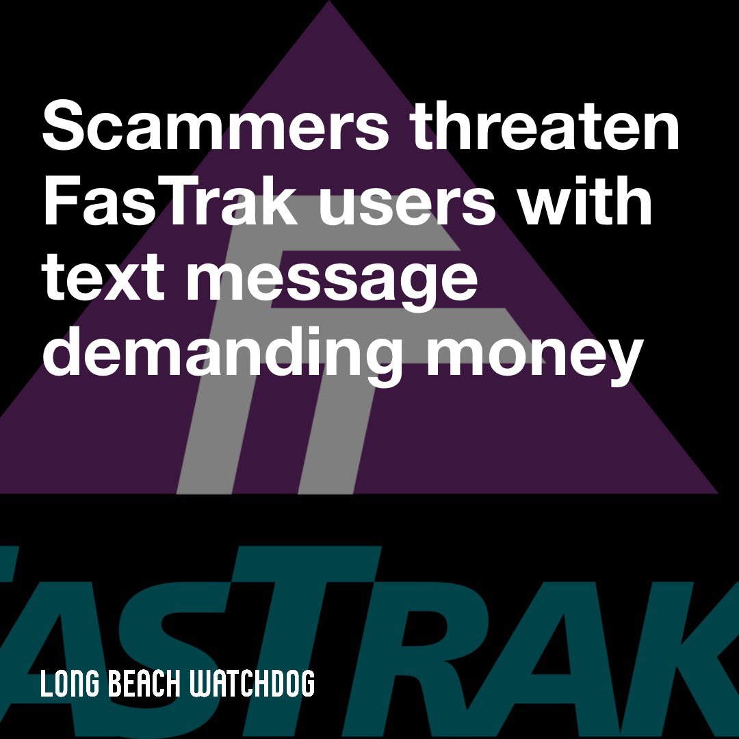 Long Beach Watchdog (@lbwatchdognews) on Twitter photo Metro officials are warning Southern California residents of a new scam targeting FasTrak users this holiday season.
Read more from <a href="/FernandoAHaro/">Fernando Haro</a> on the Watchdog. lbwatchdog.com/scammers-threa… Metro officials are warning Southern California residents of a new scam targeting FasTrak users this holiday season.
Read more from <a href="/FernandoAHaro/">Fernando Haro</a> on the Watchdog. lbwatchdog.com/scammers-threa…