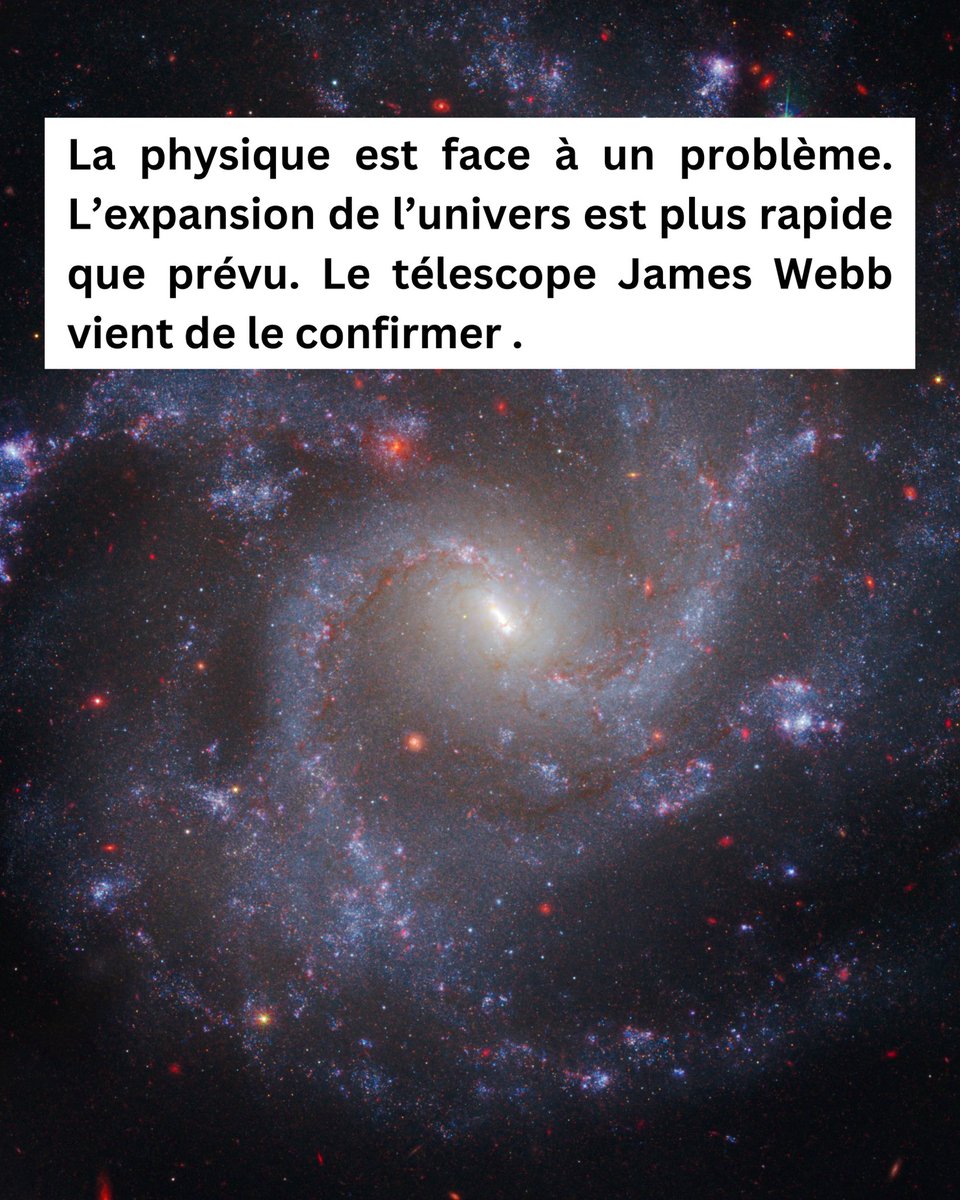 FabrizioBucella's tweet image. La physique est face à un problème. L’expansion de l’Univers est plus rapide que prévu. Le télescope James Webb, grâce à ses instruments de pointe, vient de le confirmer. Ces nouvelles mesures ont ravivé le débat dans la communauté scientifique.

En effet, la constante…