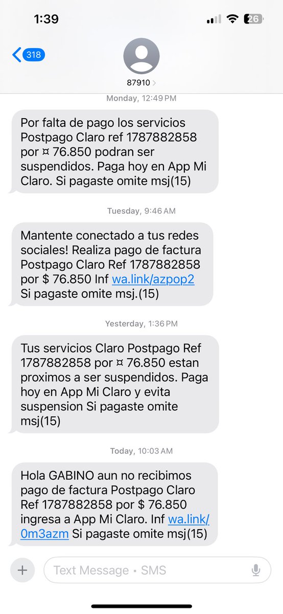 annamapf's tweet photo. @sicsuper @ClaroColombia Muchas gracias. Así lo haré, pues el acoso por parte de @ClaroColombia continúa y lo único que hacen es “pelotearme” de un canal a otro. https://t.co/2n3R1yIXoH