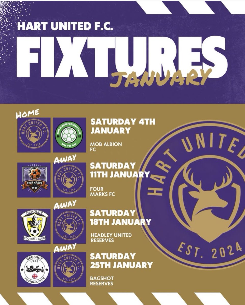 Hart_UnitedFC's tweet photo. Footballs back 😍 here’s how the fixtures are looking in the new year 

#football #sports #footballseason #training #explorepage #grassrootsfootball #nonleague #nonleaguefans https://t.co/bl3oLh1MmF