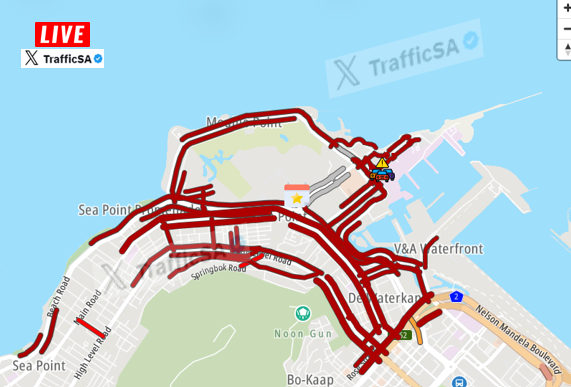TrafficSA's tweet image. Cape Town - LIVE:   Stormers Rugby, post match traffic #GreenPoint #DHLStadium