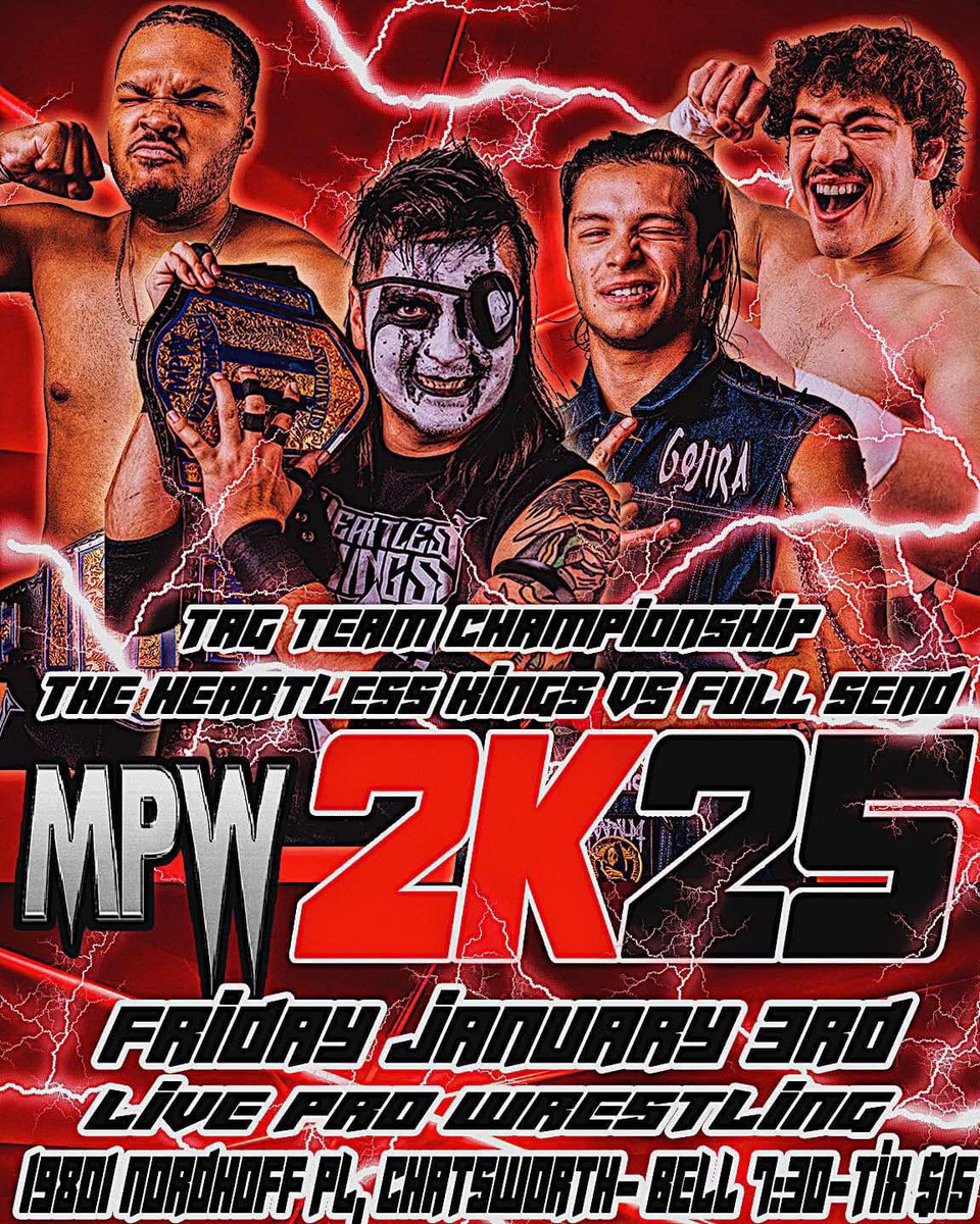 Match announcement 📢 Friday! MPW 2K25 
Tag Team Championship! 

Draven Silvera cashes in his Tag Team shot! He teams up with Dustin Daniels against The Heartless Kings