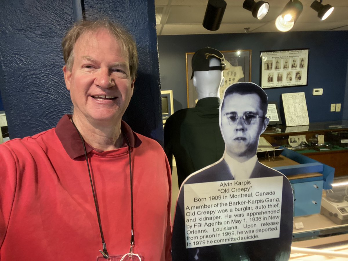 Pre-game visit to the Greater Cincinnati Police Museum. Excellent displays.  Here is a life-size photo model of Alvin “Creepy” Karpis. Turns out I am a  good bit taller than the Creepster., image size:1200x900