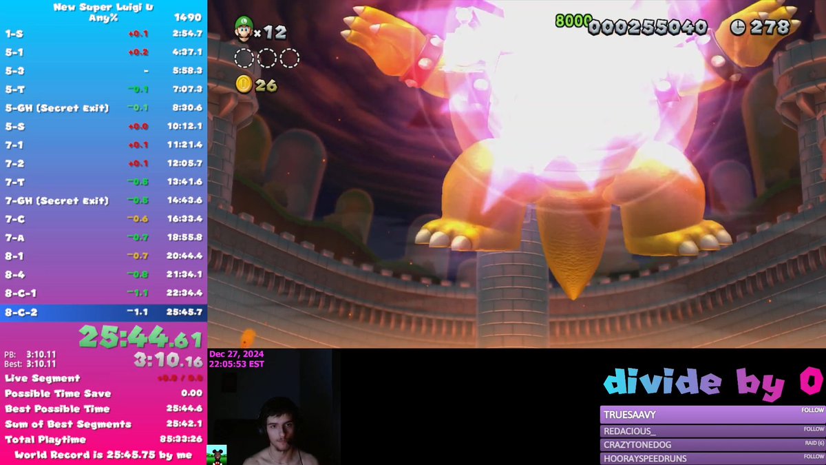 FINALLY! 25:44.550 WR took roughly 1100 attempts, and 60 hours of runs for this (shoutouts RNG)