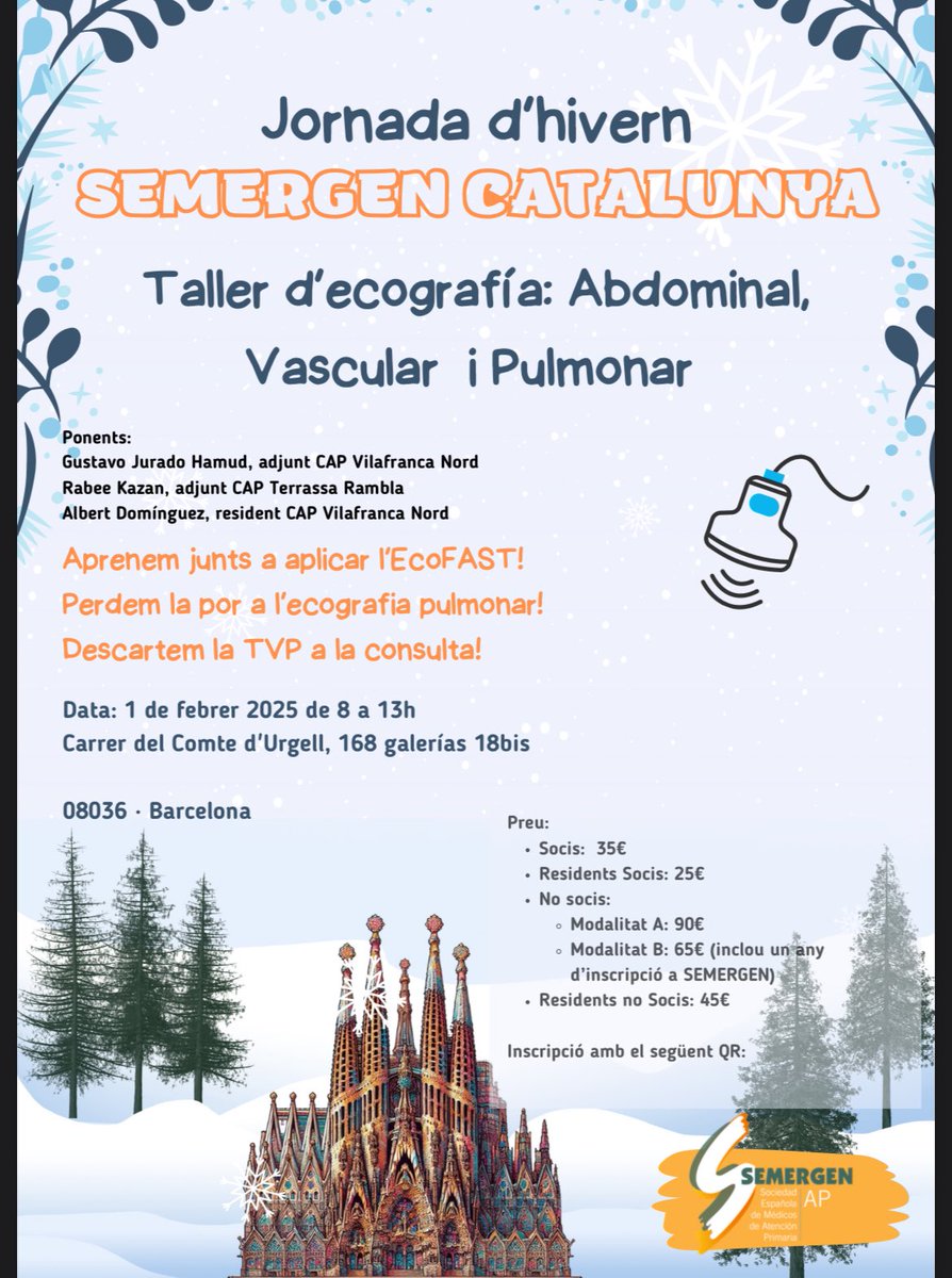 Bones festes a tots/es! 🎁🎉Els reis s’han avançat i us porten una formació pràctica d’ecografia el 1 de febrer, places limitades!

forms.gle/UEeCxb3N2qJKrF…