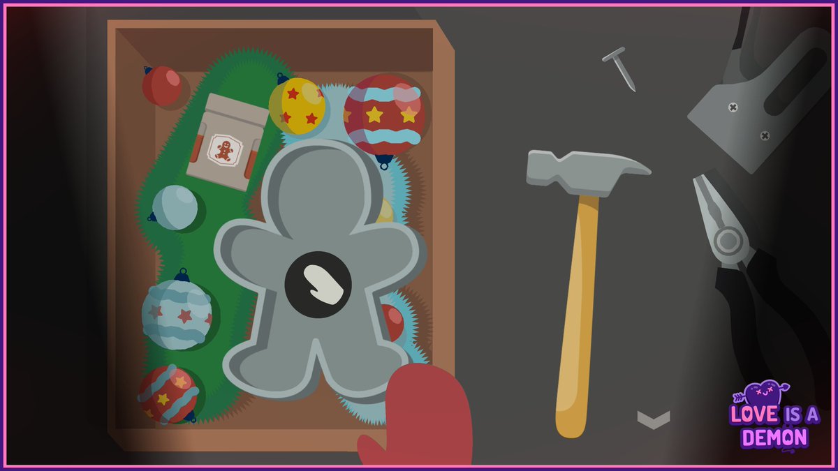 Screenshot from my game Love is a Demon! 🍪 Winter’s here, and I’m baking my favorite treat—gingerbread!