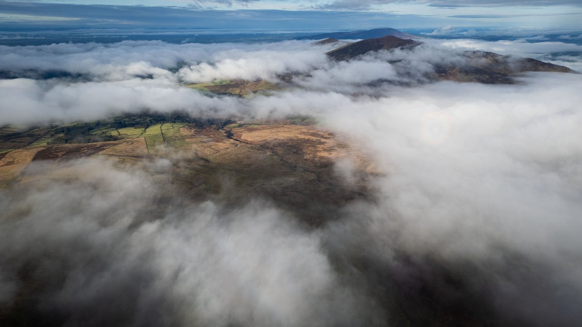 Stunning cloud inversion in the Nire Valley today with a faint Broken Spectre😊