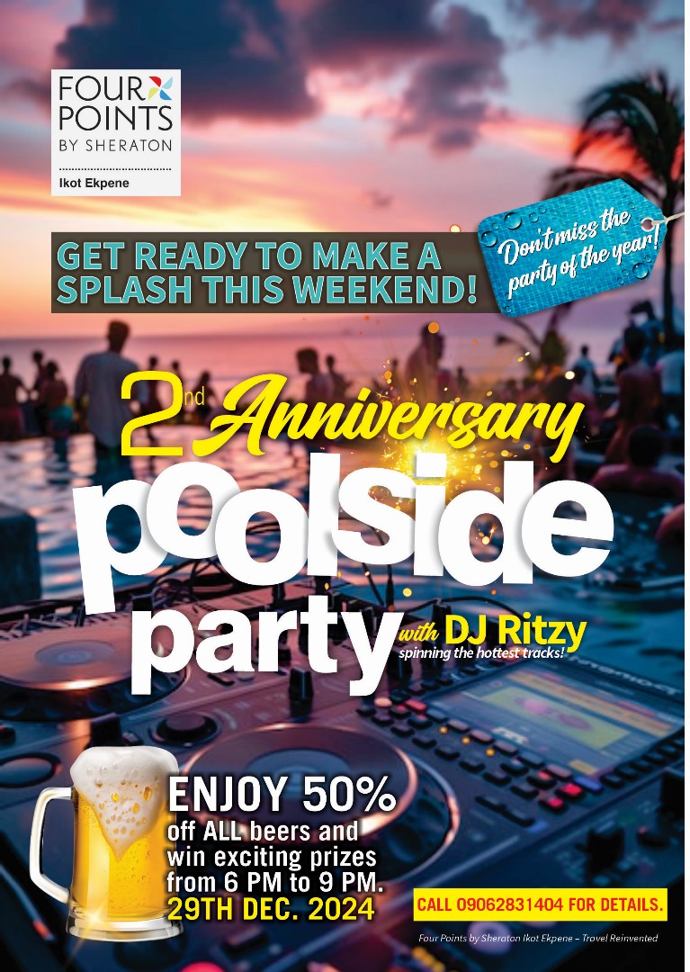 FPIkotEkpene's tweet image. Cheers to 2 amazing years! 🎉🥳 Join us as we dive into celebration at our anniversary pool party! 💦✨ Let’s make a splash and create unforgettable memories together! 
#AnniversaryBash #PoolPartyFun #fourpoints #FourPointsIkotekpene