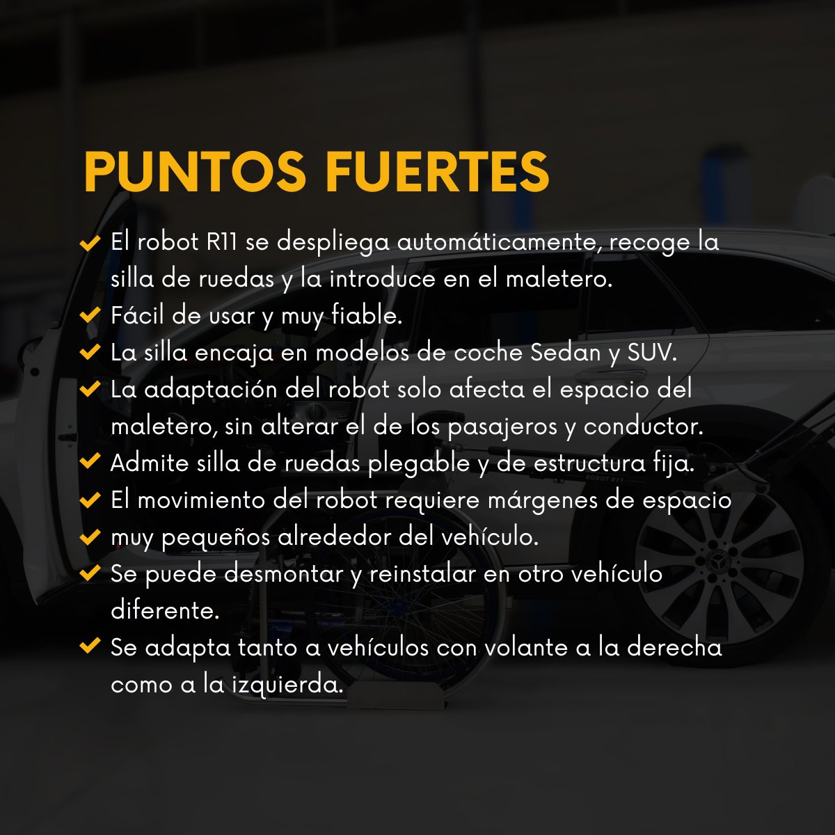 ARCadaptaciones's tweet photo. El robot R11 está diseñado para hacer tu vida más fácil. Eleva y almacena tu silla de ruedas en el maletero de tu vehículo de forma automática, brindándote una solución simple y efectiva para mejorar la accesibilidad.

https://t.co/zJDn7adXNE https://t.co/WxBwc6LyLh