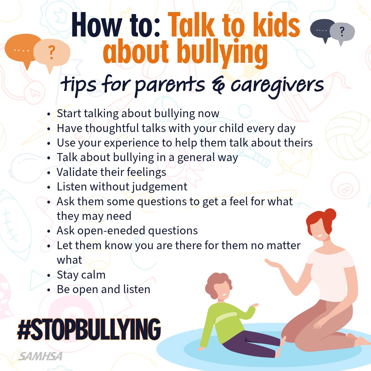 Talking about bullying can be difficult for everyone. There are many ways to raise the subject of bullying and start the conversation before bullying happens or if you are concerned that it may be happening. Learn more: stopbullying.gov/resources/how-… #StopBullying