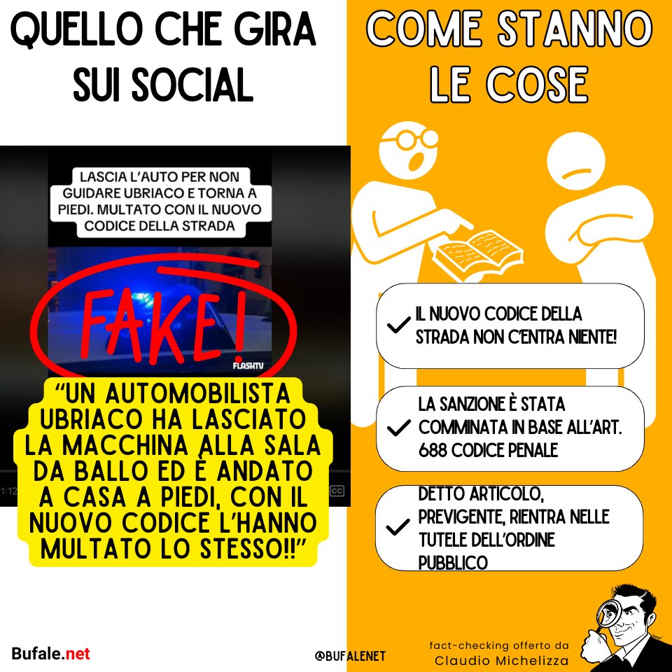filogicoX's tweet image. Ci risiamo: nella storia dell'#automobilista multato perché in stato di #ubriachezza ma a piedi non c'entra il #CodicedellaStrada e neppure #Salvini, ma c'entrano il previgente #CodicePenale e le #clickbait ormai all'assalto sul tema
Per dettagli: bufale.net/la-multa-allau…