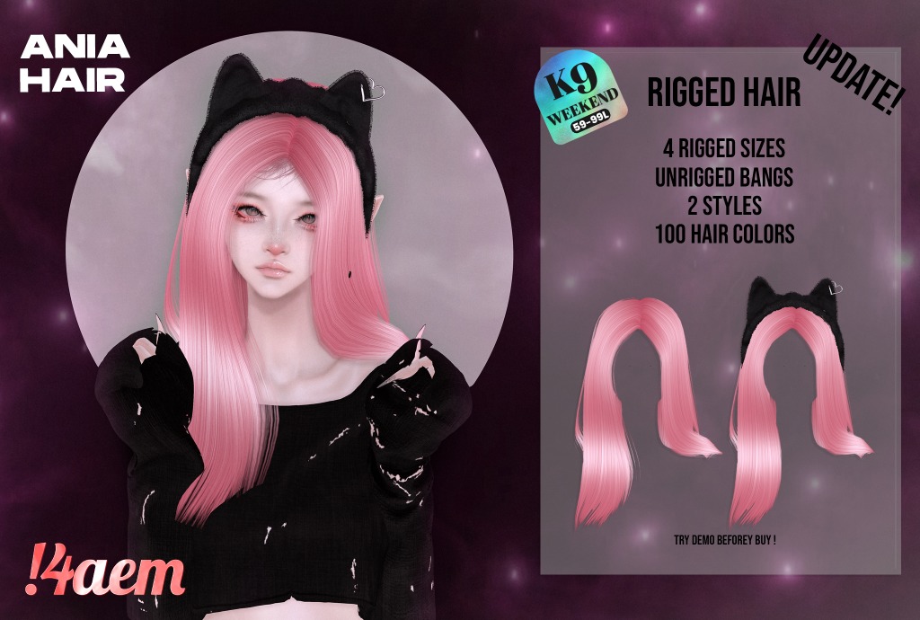 KawaiiFeedSL's tweet photo. !4AEM Ania Hair〡K9 Weekend Sale @ Mainstore〡Taxi: https://t.co/aXcgLwsS1h
#secondlife #metaverse #4aem #k9weekendsale #mainstore #kawaiifeed https://t.co/bJsA1nrFBt