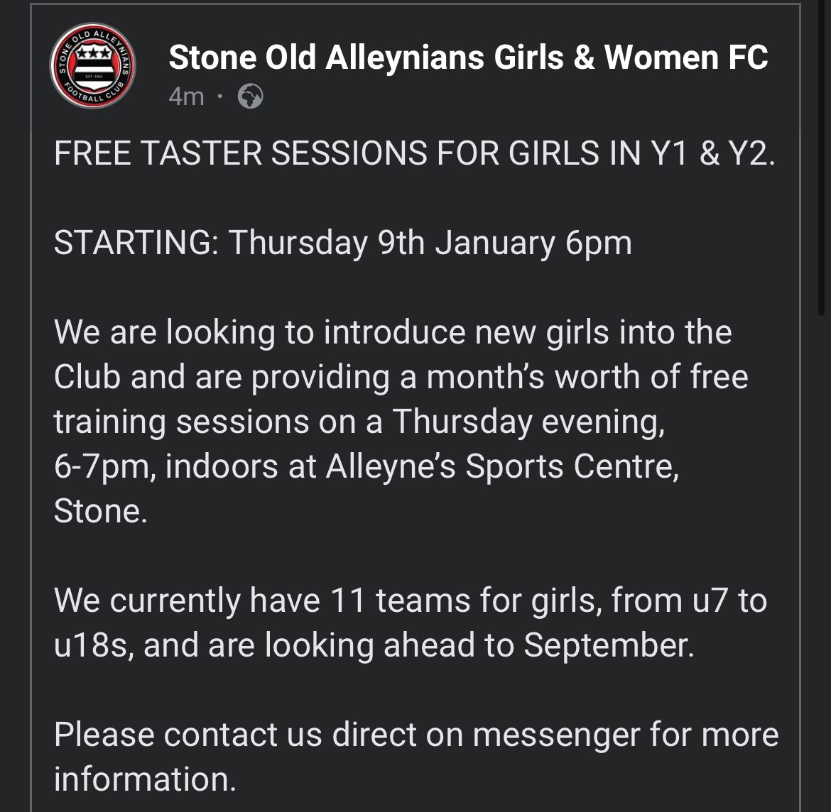 Stone Old Alleynians Girls & Ladies Football Club tweet media