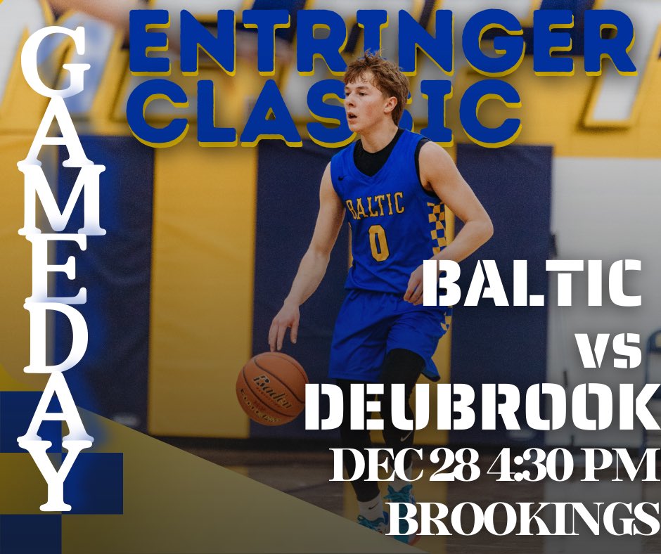 Baltic Boys Basketball (@bball_bhs) on Twitter photo Get up Bulldogs!! It’s GAMEDAY!!! Your Bulldogs travel to Brookings today to take on Deubrook in the <a href="/MJEClassic/">Entringer Classic</a> at 4:30pm in the Aux Gym. Great day of hoops for a great cause. Go Bulldogs #CouragetoClimb #BulldogGRIT Get up Bulldogs!! It’s GAMEDAY!!! Your Bulldogs travel to Brookings today to take on Deubrook in the <a href="/MJEClassic/">Entringer Classic</a> at 4:30pm in the Aux Gym. Great day of hoops for a great cause. Go Bulldogs #CouragetoClimb #BulldogGRIT
