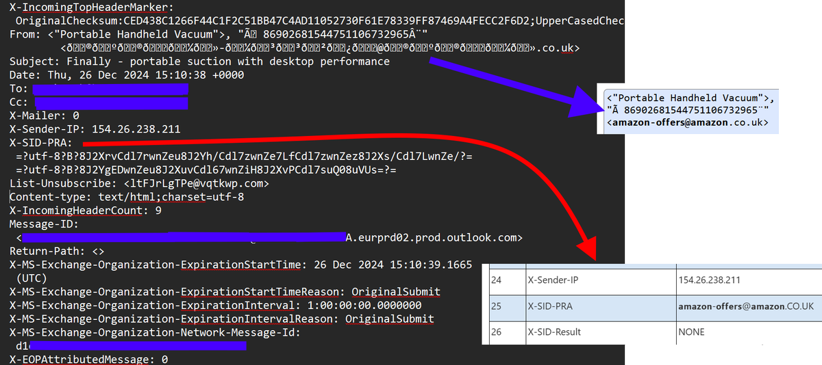 mark_mann's tweet photo. Was wondering why #Microsoft #Outlook #spam filtering wasn't working, till I found out the spammers are using #utf8 trickery to bypass email antispam/reputation checks😡 https://t.co/uj4SlWq6j7