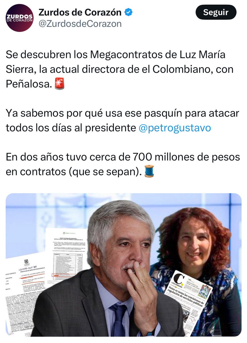 EstherBioSci's tweet photo. Entonces, la señora @LuzMaSierra, la directora del panfleto @elcolombiano en donde me perfilaron junto con @MeDicenWally y @ElizbethCristi7; ha tenido contratos multimillonarios a consta de los impuestos del pueblo con administraciones bastante cuestionadas como la de Peñalosa?

Será que cuando escribió lo de sicarios digitales y bodegueros, se estaba viendo ella en un espejo?

🤔