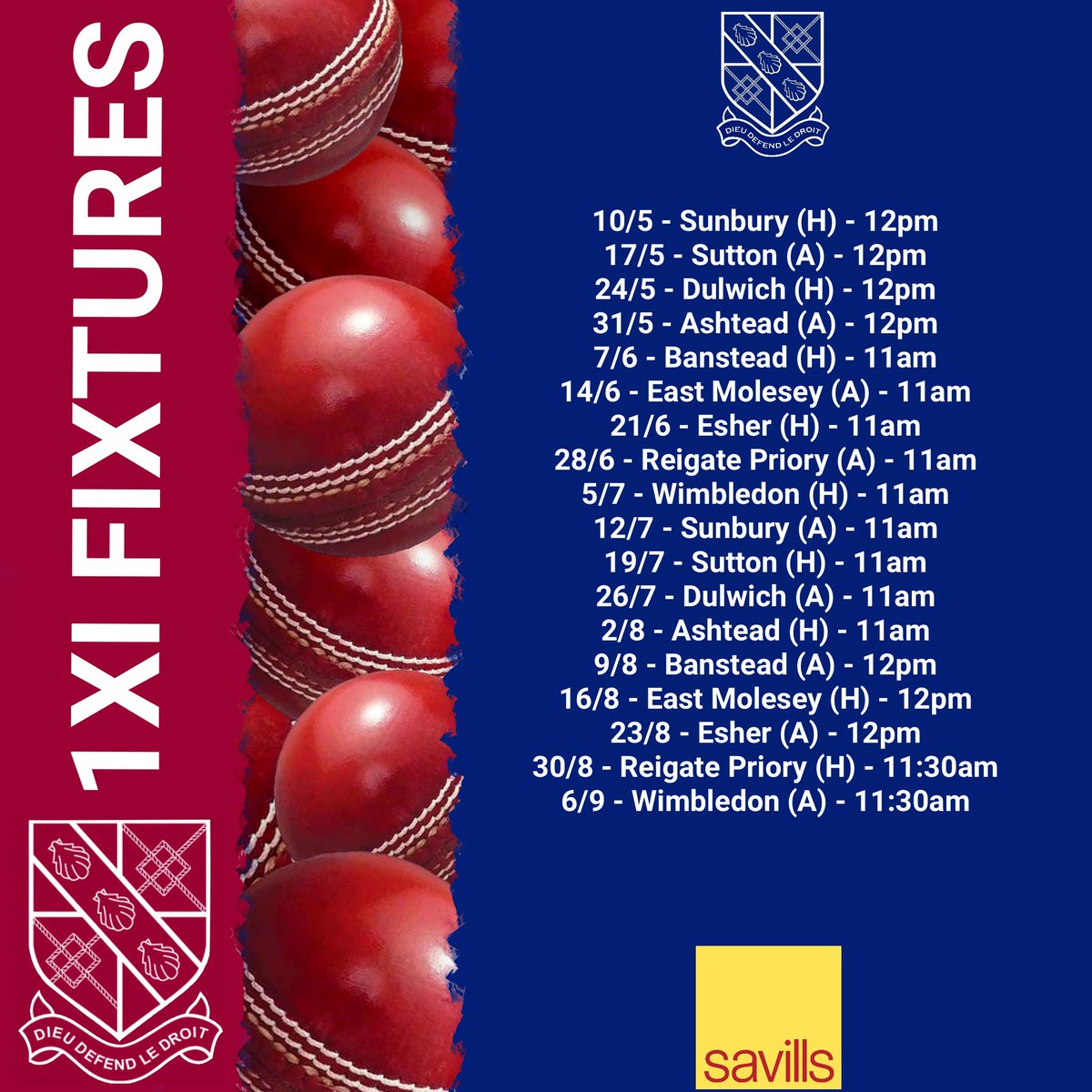 The 2025 1XI League Fixtures are….