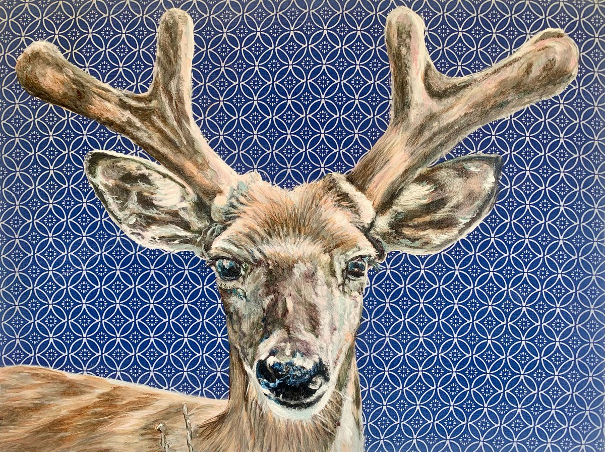 BrianLongfield's tweet photo. Whitetail deer waiting to make his move
by Brian Longfield
Acrylic on found printed bedsheet. 
22.75”x17.25” 
2024

Available: https://t.co/KlJyVbZTRf

#painting #artgallery #deer #whitetail #contemporarypainting #wildlifeart #fineart #acrylicpainting #art #animalart https://t.co/wVr5Pmw0G2