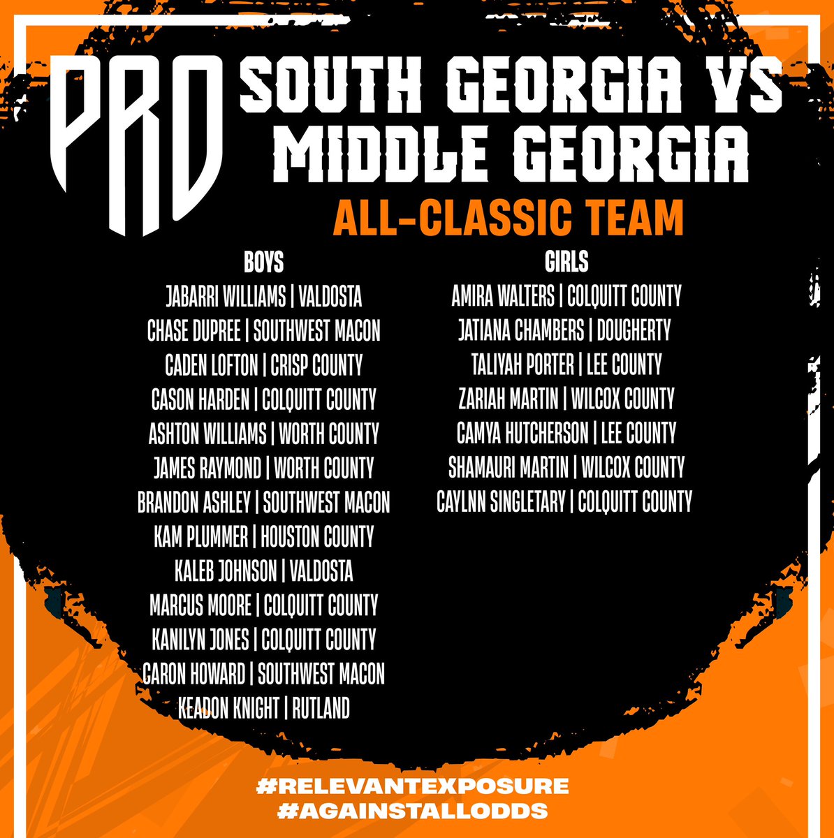 #PRO Elevation Inc. | #PRO Movement Athletics (@pro_movement1) on Twitter photo 🔥South Georgia vs Middle Georgia🏀
🚨All-Classic Team🚨
• <a href="/walters_amira/">Amira Walters-Smith</a> | <a href="/CCHSPackers/">Colquitt County High</a>
• <a href="/_iamjatiana1/">Jatiana Chambers</a> | Doughtery
• Taliyah Porter | Lee Co.
• Zariah Martin | Wilcox Co.
• <a href="/Camya_Hoops/">Camya_Hutcherson_2027</a> | Lee Co.
• Shamauri Martin | Wilcox Co.
• <a href="/CaylnnS86614/">Caylnn Singletary</a> | <a href="/CCHSPackers/">Colquitt County High</a> 🔥South Georgia vs Middle Georgia🏀
🚨All-Classic Team🚨
• <a href="/walters_amira/">Amira Walters-Smith</a> | <a href="/CCHSPackers/">Colquitt County High</a>
• <a href="/_iamjatiana1/">Jatiana Chambers</a> | Doughtery
• Taliyah Porter | Lee Co.
• Zariah Martin | Wilcox Co.
• <a href="/Camya_Hoops/">Camya_Hutcherson_2027</a> | Lee Co.
• Shamauri Martin | Wilcox Co.
• <a href="/CaylnnS86614/">Caylnn Singletary</a> | <a href="/CCHSPackers/">Colquitt County High</a>
