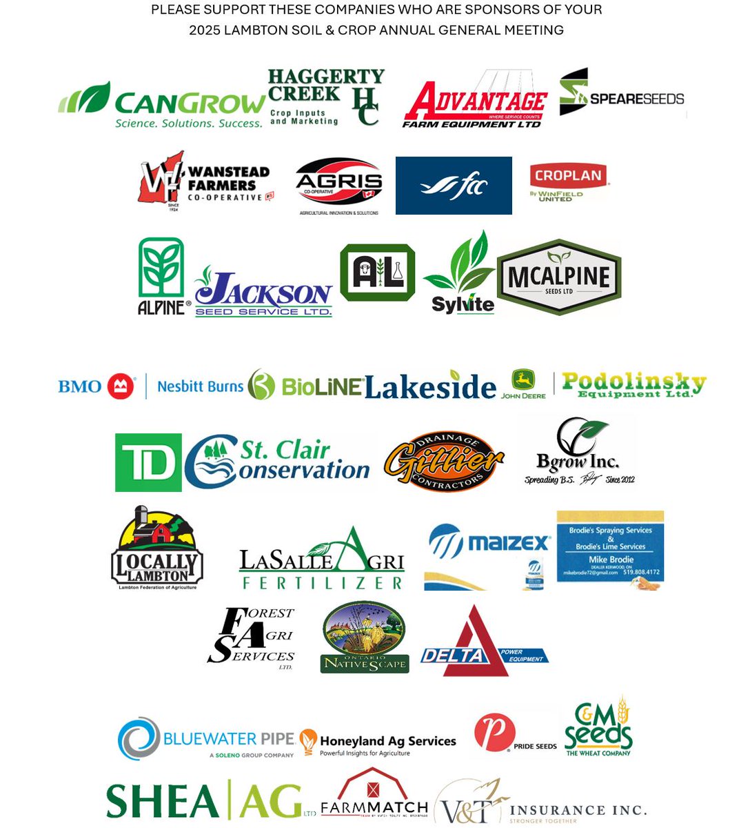 2025 Lambton Soil &amp; Crop Annual General Meeting! January 10th, 9am start at the Alvinston Community Centre. Great speakers, lunch &amp; socializing opportunity. <a href="/OntarioSoilCrop/">Ontario Soil & Crop</a> #oscia #stclairregion
