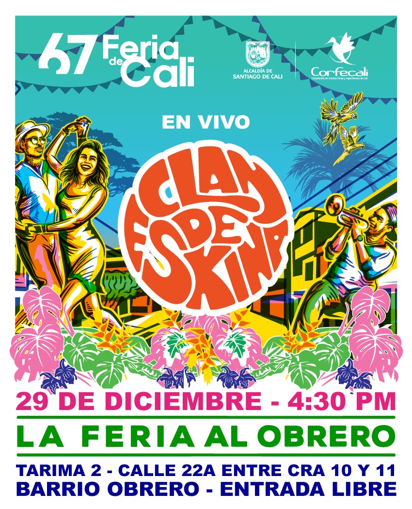 Oído salsero!
Clandeskina llega al barrio obrero para brindar un show con todo el sonido de la salsa de golpe para los oyentes exquisitos. Será un viaje delicioso de son montuno y guaguancó !

🗓️ 29 de Diciembre
👠 Parque Barrio Obrero
🎫 4.30 pm - Entrada libre