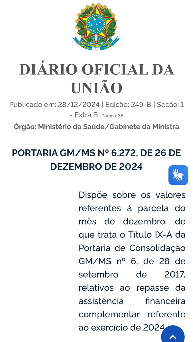 🚨ATENÇÃO, ENFERMAGEM! O Ministério da Saúde publicou portaria com os valores do ultimo repasse do complemento deste ano. QUERO REITERAR QUE OS RECURSOS PARA 2025 ESTÃO GARANTIDOS! Seguimos trabalhando. Um ano novo abençoado para todos vocês!
