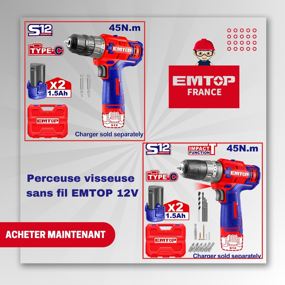 EMTOP_FRANCE's tweet image. ✨ Découvrez la puissance à portée de main ! 🔧
🌟 Perceuse visseuse sans fil EMTOP 12V
🎁 Un outil indispensable pour vos projets professionnels ou DIY !
👉 Ne perdez pas de temps, offrez-vous l&apos;efficacité EMTOP dès maintenant !
#EMTOPFrance #PerceuseVisseuse #OutillagePro