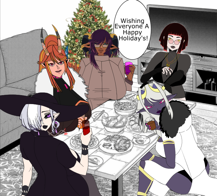 Voidlosturge's tweet photo. Late Chrismas Present for @SashasCastle based on their lovely character's. Happy Holiday's and a Happy New year. #JustDrawsha https://t.co/DofKcyIChD