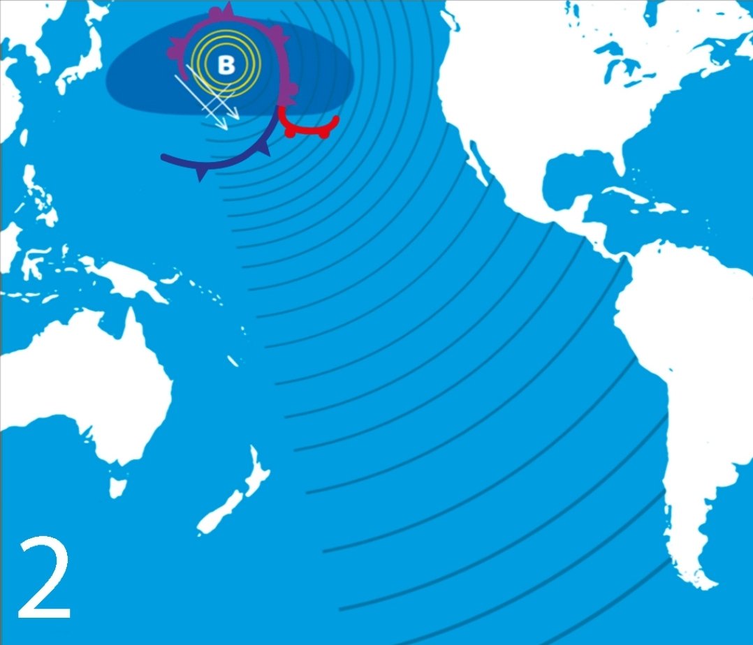 Los #SistemasFrontales de invierno en el Hemisferio Norte, generan mar de fondo del NW, que alcanzan las costas de Chile en verano como #Marejadas #Anormales del NW, ingresando a las bahías abiertas al Norte desde #Arica a #GolfodeArauco por el Sur <a href="/chvtiempo/">#chvtiempo</a> <a href="/alertaconcon/">Alerta Concón</a> <a href="/Emol/">Emol.com</a>