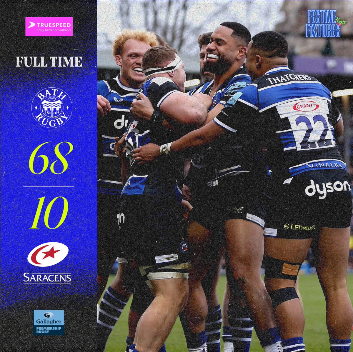 BathRugby's tweet photo. This is our idea of a very nice day out 😏

Full time and we have a record score against Saracens! 🔥💥

@theTRUESPEED https://t.co/0MObYiPmKb