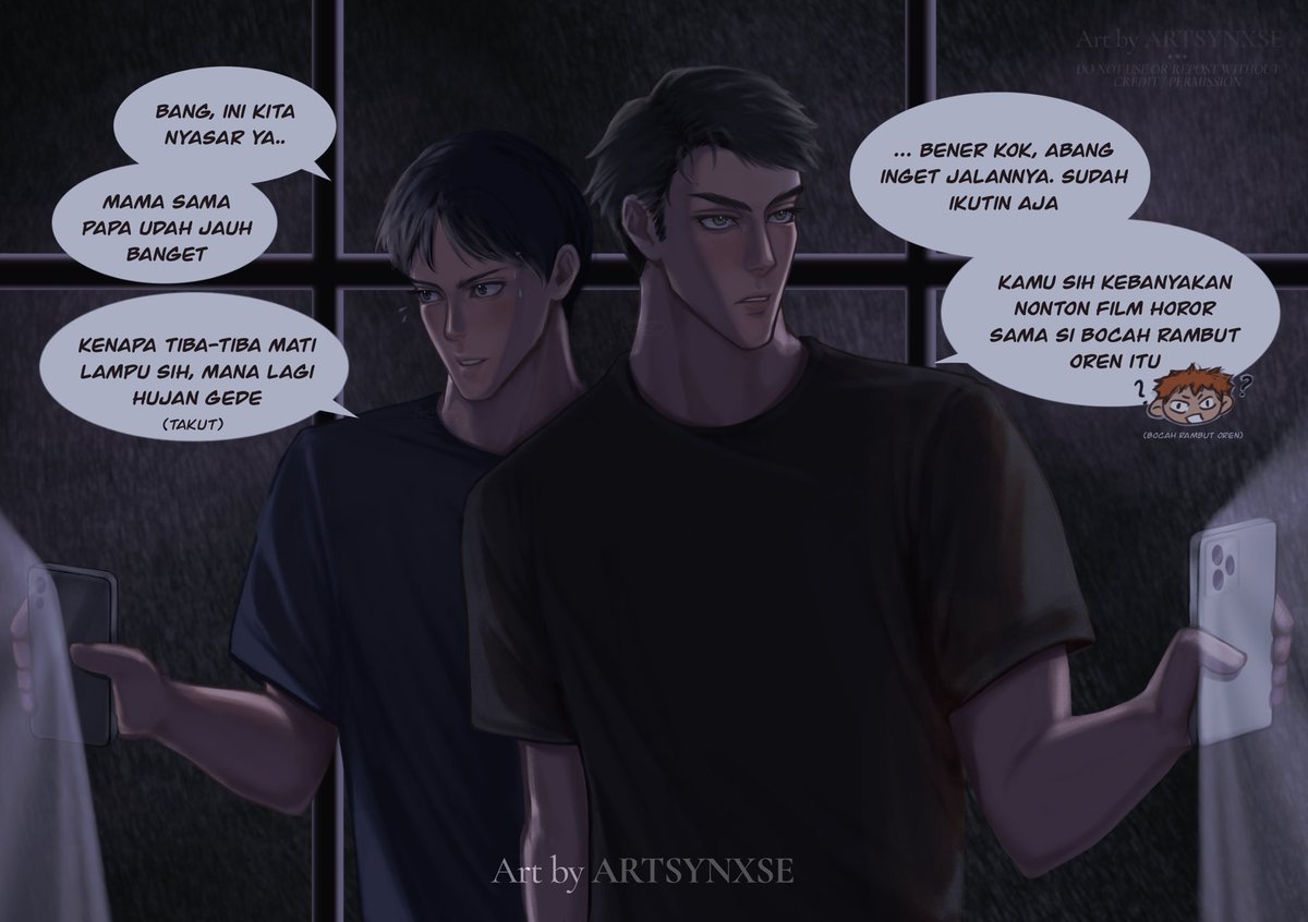 artsynxse's tweet photo. #HQFamilyTree
[Hutan Libero - Mati listrik di kala hujan lebat]

Ushijima &amp; Kageyama (as siblings) nyasar😮‍💨 tlg siapapun bantu mereka🙏🏼

@hqfanworksparty 
#ハイキュー #hq https://t.co/6z6mencMiT