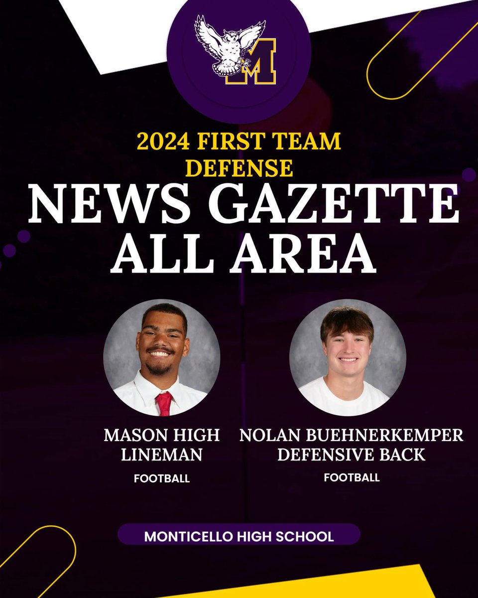 SagesAthletics's tweet image. News Gazette Football All Area 

First Team Offense/Defense
- Ike Young, QB
- Carter Foran, WR
- Mason High, DL
- Nolan Buehnerkemper, DB

Special Mention
- Brody Billedo, OL/DL

Honorable Mention
- Sam Burse, OL
- Jack Helms, DL
- Hunter Romano, LB
- Matt Swartz, LB 

#GoSages