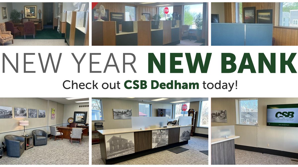 CSB_Carroll's tweet photo. Start 2025 right by visiting our newly enhanced Dedham location! Ashley Klocke is here to assist with all your banking needs. Wishing you a joyful and prosperous 2025! 🎉✨ https://t.co/zNDfkNAoRs