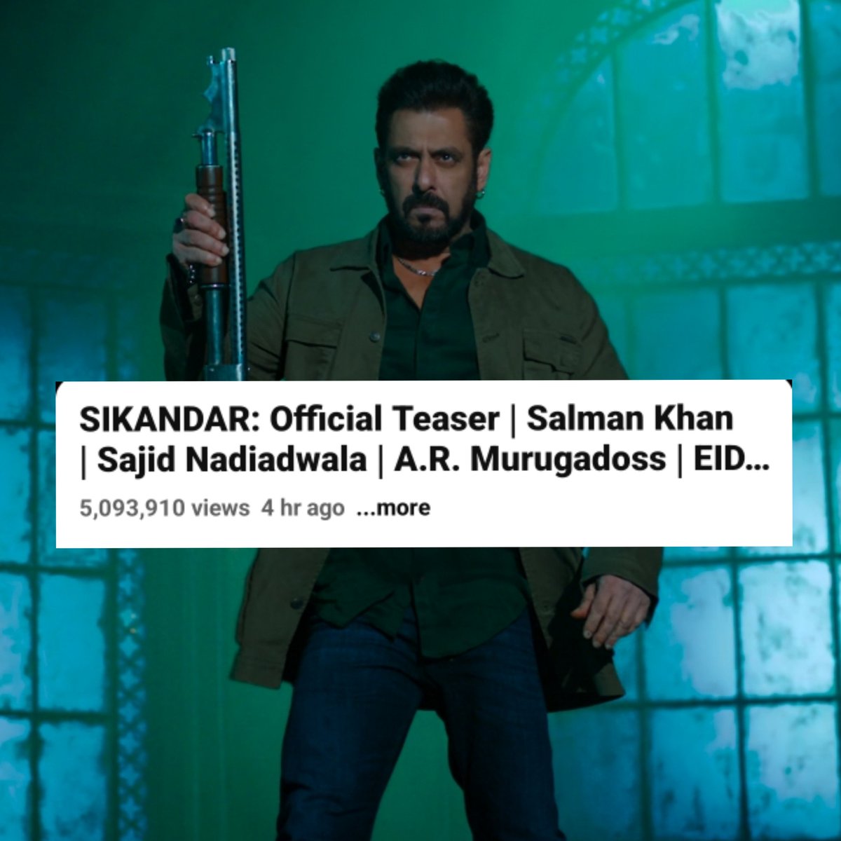 #SikandarTeaser hits Fastest 5 MILLION VIEWS on YouTube in Just 4 hours and 20 minutes without any Advertisement with 450K LIKES!! #Sikandar