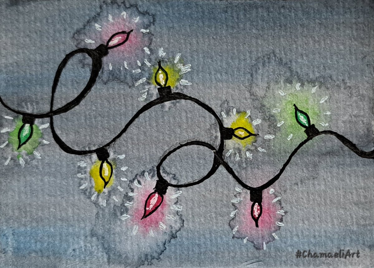 #inkNtint 
Thema No. 6 'Lichter'

"Lichterkette"

#ChamaeliArt 
#ArtChallenge 
#kleineKunstklasse