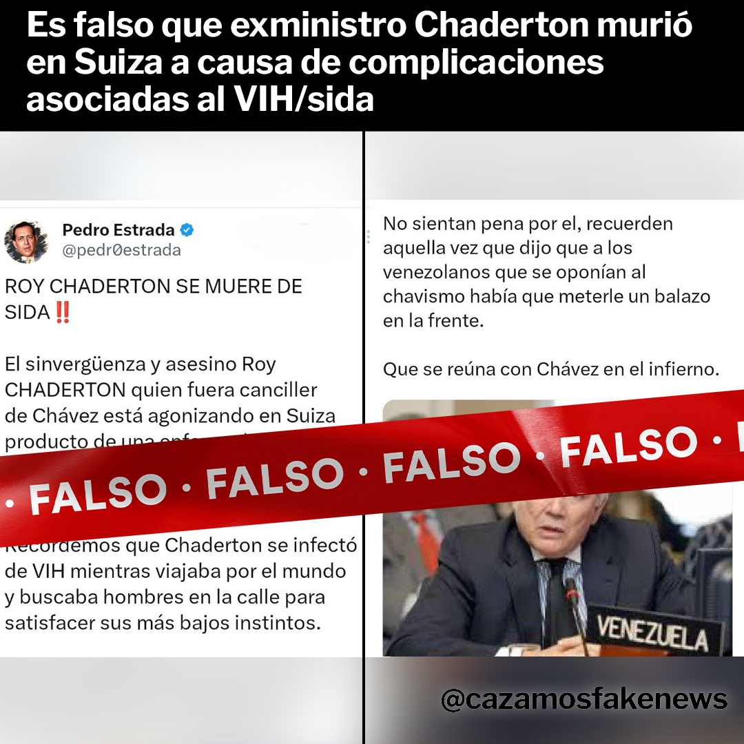 Es falso que exministro Chaderton murió en Suiza a causa de complicaciones asociadas al VIH/sida

La desinformación –una fabricación sin ninguna evidencia– fue iniciada y amplificada por cuentas anónimas en la red social X, no por medios de comunicación, periodistas o políticos
