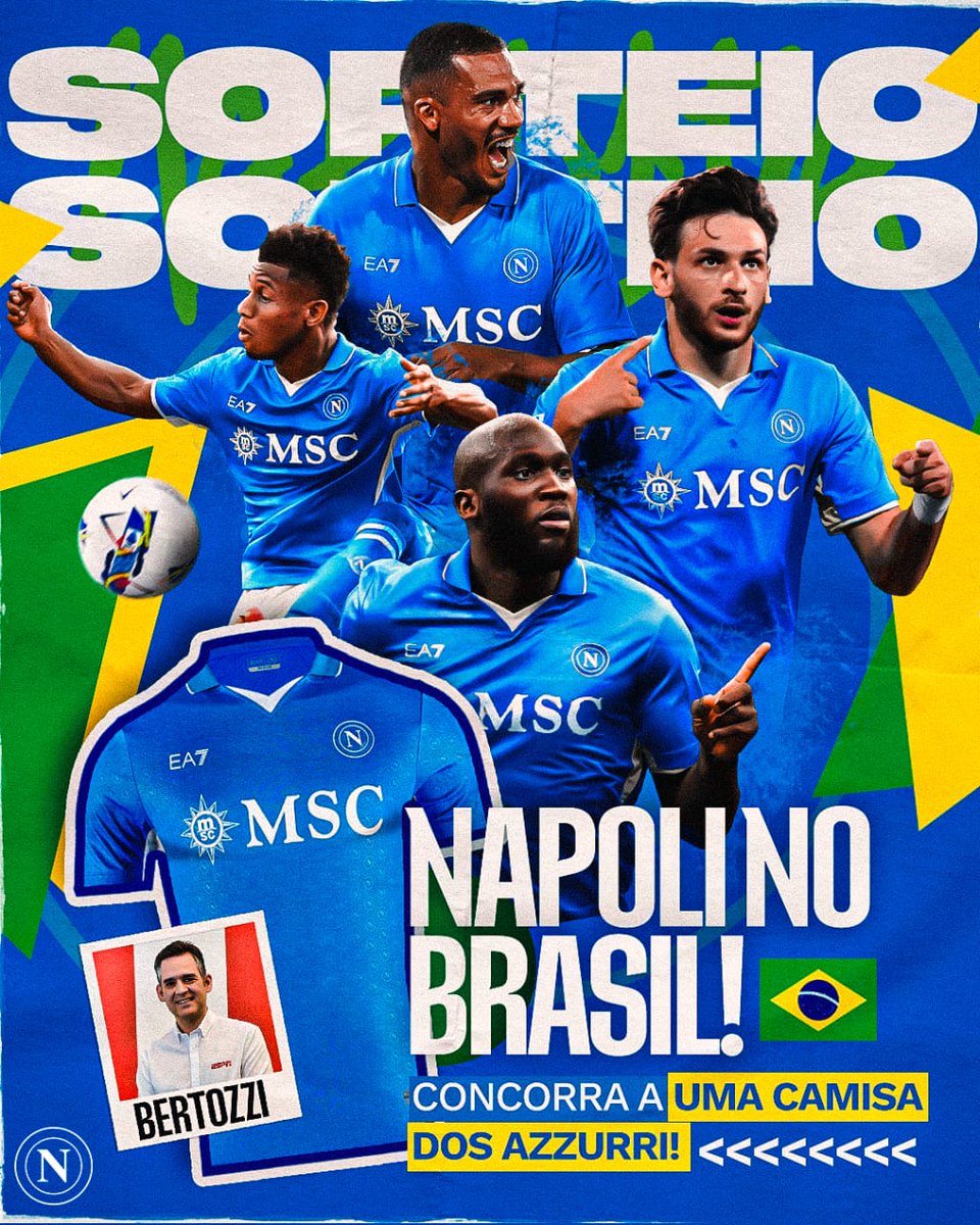 Leonardo Bertozzi (@lbertozzi) on Twitter photo 🚨 𝐕𝐨𝐜𝐞̂𝐬 𝐩𝐞𝐝𝐢𝐫𝐚𝐦 𝐞 𝐯𝐞𝐢𝐨 𝐚𝐢́! 🚨
O Napoli me presenteou com duas camisas, e eu resolvi sortear uma para celebrar a passagem do Adm pelo Brasil! 🇧🇷🇮🇹🙌
Atenção nas regras:
➡️ Siga <a href="/lbertozzi/">Leonardo Bertozzi</a> e <a href="/sscnapoli_br/">Official SSC Napoli</a>
➡️ Curta e dê RT simples neste tweet
➡️ Marque o @ 🚨 𝐕𝐨𝐜𝐞̂𝐬 𝐩𝐞𝐝𝐢𝐫𝐚𝐦 𝐞 𝐯𝐞𝐢𝐨 𝐚𝐢́! 🚨
O Napoli me presenteou com duas camisas, e eu resolvi sortear uma para celebrar a passagem do Adm pelo Brasil! 🇧🇷🇮🇹🙌
Atenção nas regras:
➡️ Siga <a href="/lbertozzi/">Leonardo Bertozzi</a> e <a href="/sscnapoli_br/">Official SSC Napoli</a>
➡️ Curta e dê RT simples neste tweet
➡️ Marque o @