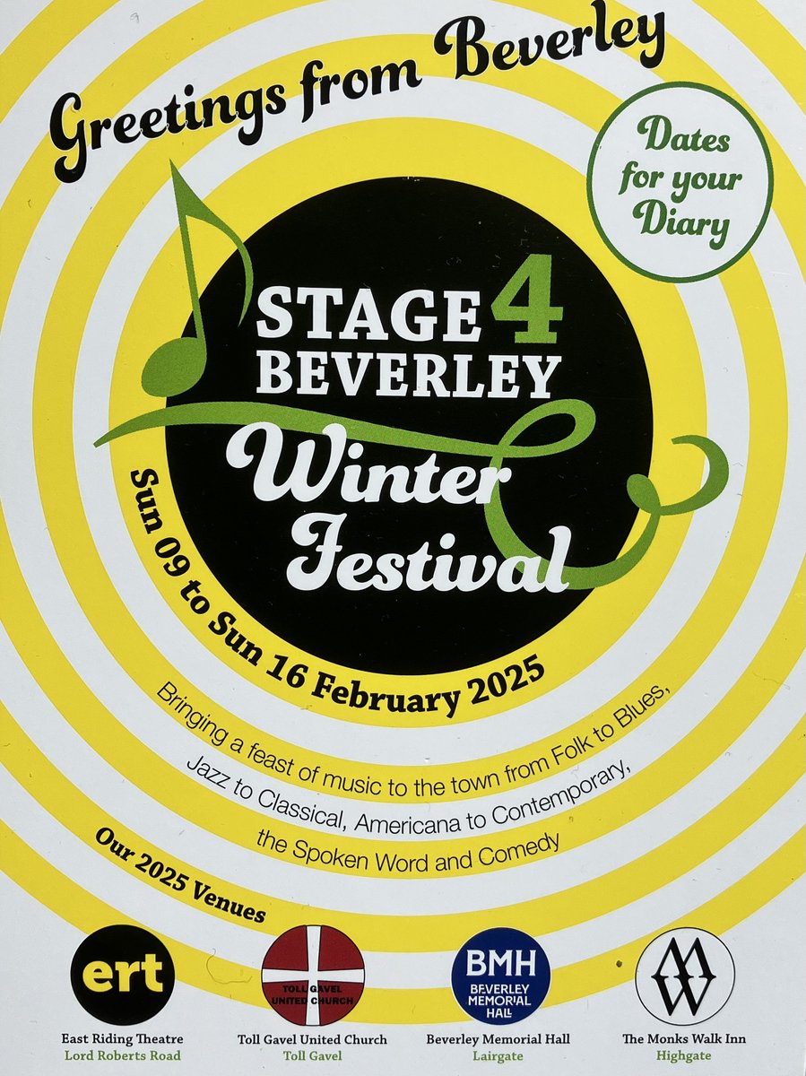 If Santa brought you a new diary or calendar for Christmas, don't forget to jot down the dates for Stage4Beverley! From music to poetry, there's lots to look forward to from 9th-16th February.

Find out more and book your tickets now:
stage4beverley.com/line-up/