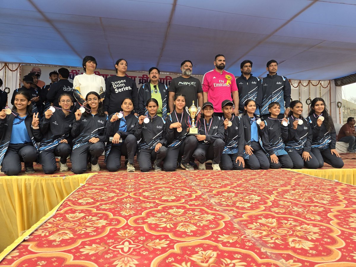 Hurray!
Delhi Netball Team won Silver Medal in 68th SGFI 2024-25 Netball Tournament held in Chhattisgarh from 25/12/2024 to 28/12/2024. 

We are proud to share that  Peehu, a class 12 student of  GGSSS No 2 Molarband played in this team and won Silver Medal  .👋👋