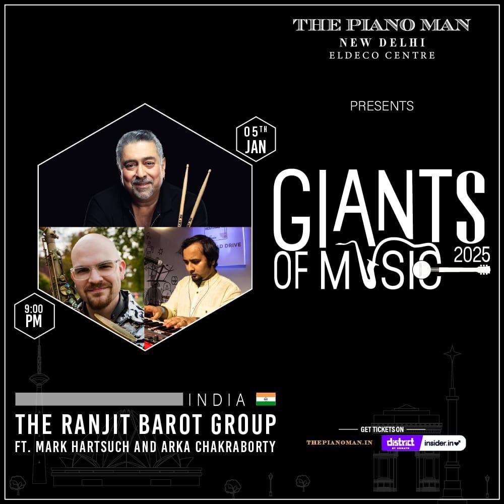 Ranjit Barot (@ranjitbarot) on Twitter photo Sending out my best wishes to all, this holiday season ⭐️🙌🏼🎉
Kicking off 2025 with these excellent musicians, #MarkHartsuch and #ArkaChakraborty at
#ThePianoMan on January 5th !
#NewDelhi
Tickets - thepianoman.in/event/detail/2…
<a href="/PaisteNation/">Paiste Cymbals</a> <a href="/sonordrumco/">Sonor Drums USA</a> <a href="/remopercussion/">Remo Inc.</a> <a href="/vicfirth/">Vic Firth</a> Sending out my best wishes to all, this holiday season ⭐️🙌🏼🎉
Kicking off 2025 with these excellent musicians, #MarkHartsuch and #ArkaChakraborty at
#ThePianoMan on January 5th !
#NewDelhi
Tickets - thepianoman.in/event/detail/2…
<a href="/PaisteNation/">Paiste Cymbals</a> <a href="/sonordrumco/">Sonor Drums USA</a> <a href="/remopercussion/">Remo Inc.</a> <a href="/vicfirth/">Vic Firth</a>