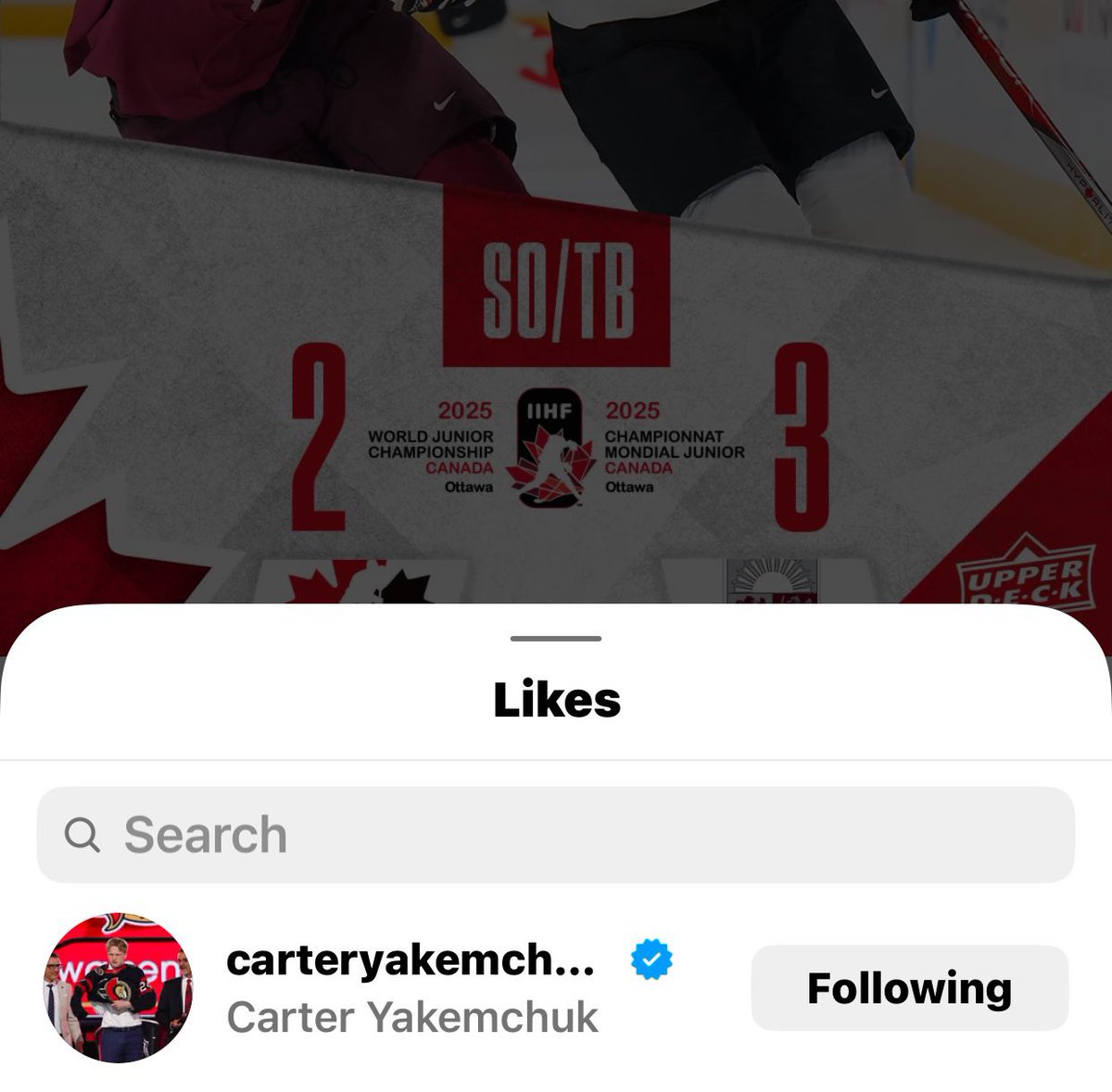 BR_OpenIce's tweet photo. Zayne Parekh and Carter Yakemchuk, two of the snubs from Canada’s #WorldJuniors roster, dropped likes on posts after Canada’s massive upset loss against Latvia 🌶️ https://t.co/HIrfBU7bAM