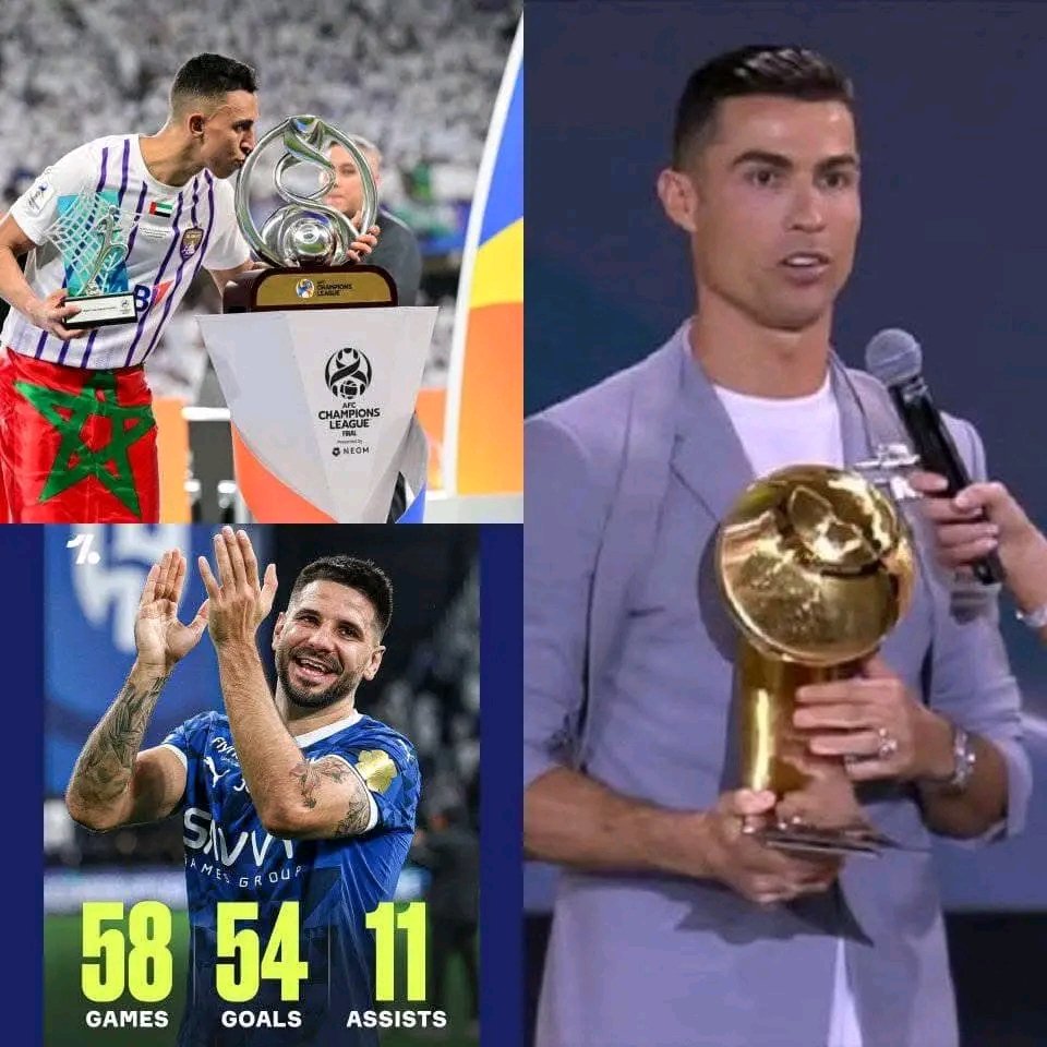 DE NO CREERSE. 

-Rahimi fue goleador y Campeón de la Champions Asiática eliminando a CR7

-Mitrovic CAMPEÓN de la liga árabe, MÁXIMO GOLEADOR y MÁS ASISTIDOR que CR7.

-Cristiano llevándose el premio a mejor jugador del medio oriente sin haber ganado nada.

"PREMIOS HONESTOS" 👀