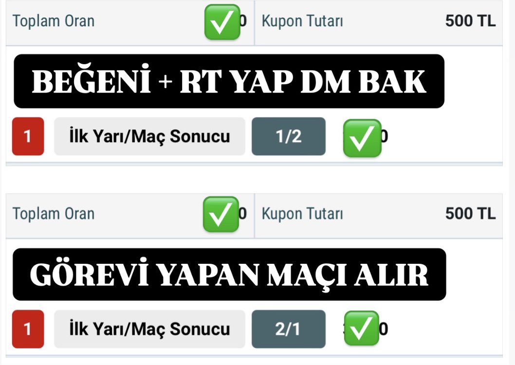 🚀 BEĞENİLER GELSİNNN 🍀

❤️ Güçlü bir etkileşim sizden
🚀 İY/MS Kuponu Benden 🧙‍♀️

👉 Beğeni + Rt Yap Maçı Al
✍️ Resital Yapmaya Geldik