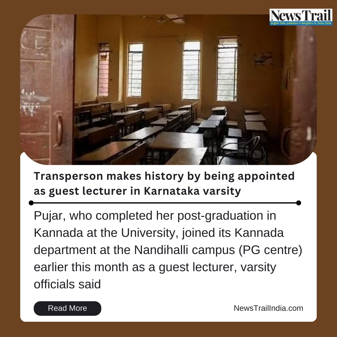 With her appointment to Vijayanagara Sri Krishnadevaraya University, 27-year-old K N Renuka Pujar has likely become the first transgender person to be appointed as a guest lecturer at a university in Karnataka

#transperson #Karnataka #guestLecturer #Kannada #history #PG