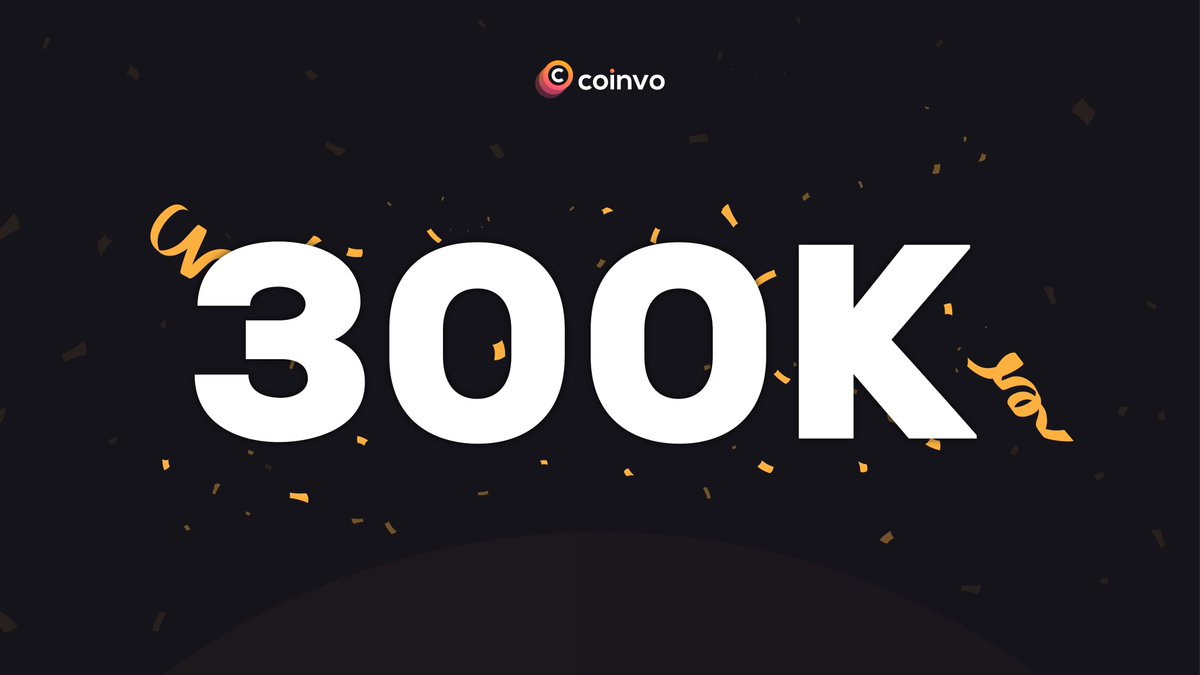 Coinvo (@bycoinvo) on Twitter photo We hit 300K. Thank you all for being part of Coinvo! 🧡 We hit 300K. Thank you all for being part of Coinvo! 🧡