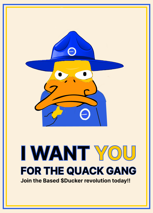 Uncle Ducker wants YOU for the Quack Gang!

Join TG: t.me/Based_Ducker

Let's connect, let's quack together!