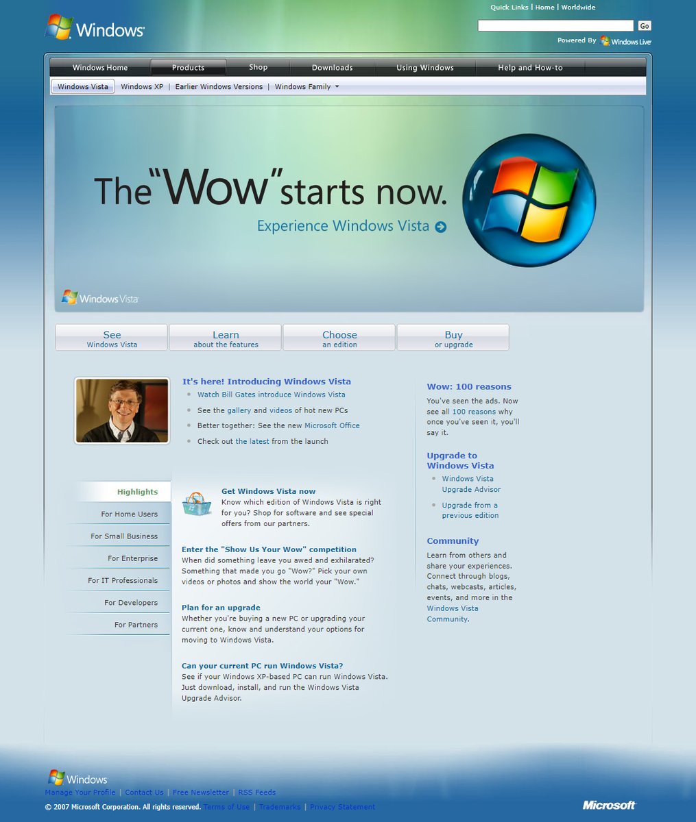 WebDesignMuseum's tweet image. On 30 January 2007, the Windows Vista was released.