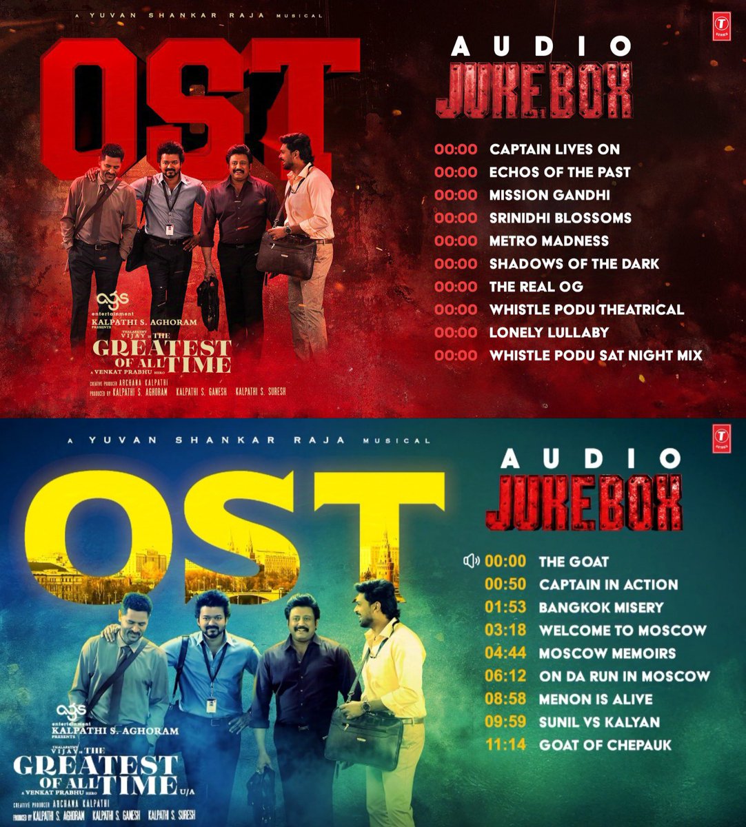 StarVersatile's tweet photo. #TheGOAT OST Audio Jukebox 💥
1 - https://t.co/J8FHBk89lb
2 - https://t.co/QWomLm3Wvv
A #Yuvan Musical 🎼🔥
@actorvijay #TheGreatestOfAllTime
#TheGoatOST #GoatOST #Goat #Poster
#TheGoatBGM #GoatBGM #BGM
@thisisysr #YuvanShankarRaja https://t.co/GSIYmHf9PU
